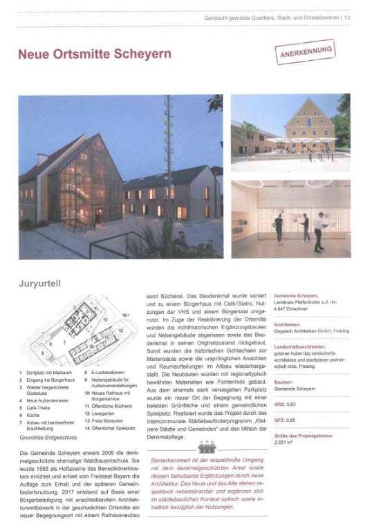 Preis für Baukultur der Metropolienregion München 2025 - Anerkennung für Neue Ortsmitte Scheyern